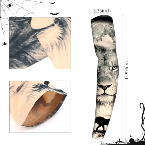 Image of YARIEW Temporary Tattoo Sleeves for Men Arm Sleeves for Men | Tattoo Sleeve Women Arts Fake Sleeve Tattoos Sun Protection Cooling Covers for Arms Women Halloween Pattern 14