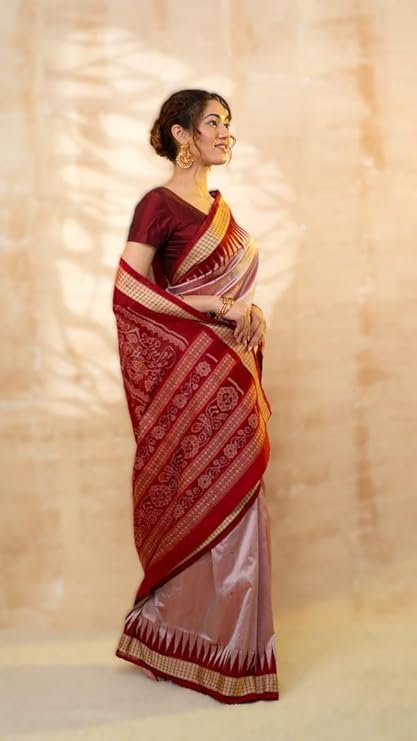 Image of Handmade Pure Bomkai Silk Saree Khandua Natural Silk Ikkat Saree For Women /Ethnic Wear /Traditonal Saree /Handloom Saree With Regular Fit Blouse Piece