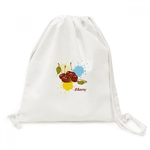 Sac à dos cordon en toile motif cerise aquarelle idéal pour le shopping et les voyages quotidiens