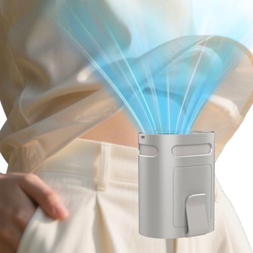 Shirt Fan Clip-Compact Portable Waist Fans that Blow Cold Air,Usb Rechargable Power Body Cooler Ac for Waist Band Belt T Shirt,Hangs Round Neck Fan With Lanyard for Travel Camping Disney Sports Gray