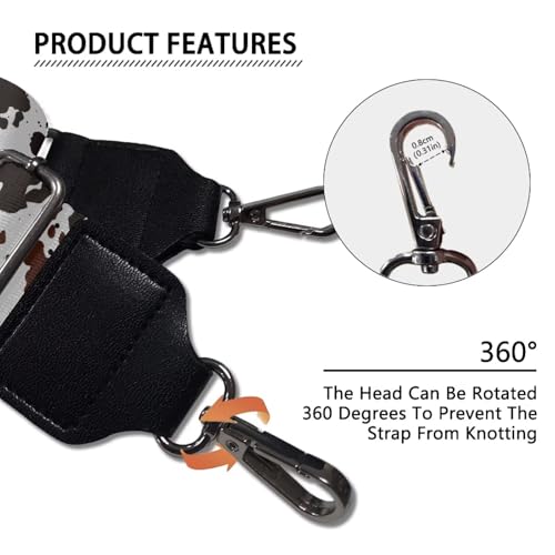 Image of Coldinair Black Brown Cow Print Bag Handle Strap Replacement Purse Bag Strap for Women Men Luggage Strap Suitcases Luggage Carrying Bags