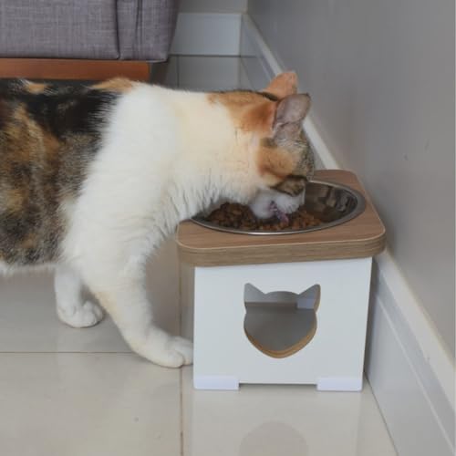 Comedouro Elevado Gato Pet MDF - Inox