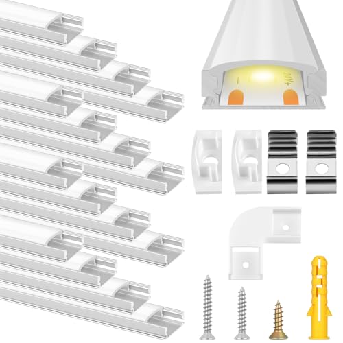 flintronic Led Aluminum Profile 6M/19.7FT U-Shape Led Aluminum Channel LED Channels and Diffusers with Milky White Cover End Caps Mounting Clips and Corner Connectors