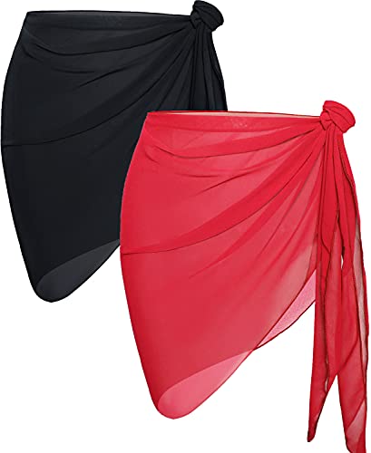 Image of CHICGAL 2 Pieces Women Beach Sarong Bathing Suit Wrap Skirt Sheer Bikini Swimsuit Cover Ups for Swimwear