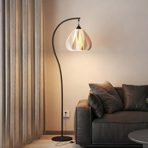 Lampadaire de lecture moderne noir pliable avec son ampoule E27 dimmable pour le salon