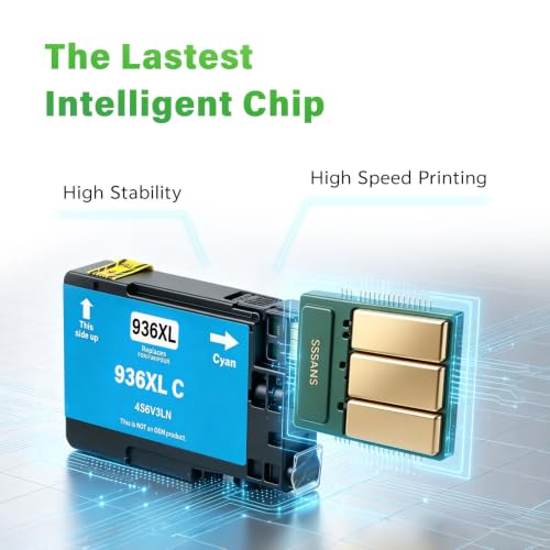 Image of 936XL 936 Ink Cartridges with Chip Replacement for 936 936XL Ink Cartridges Combo Pack for OfficeJet Pro 9117b 9110b 9120b 9130b 9120 9122 9123 9125 9130 9720 9730 Printers (with chip, 4 Pack)
