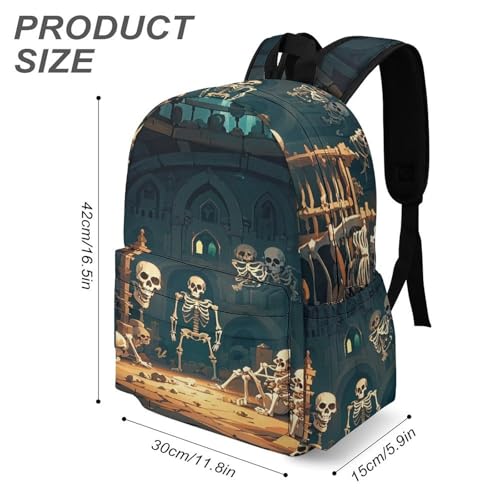 Backpack for Travel, Skull Decor Print Modern Backpack Shoulder Bag3