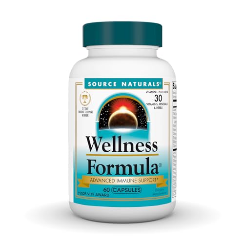 Source Naturals Wellness Formula Bio-Aligned Vitamins & Herbal Defense for Immune System Support - Dietary Supplement & Immunity Booster - 60 Capsules