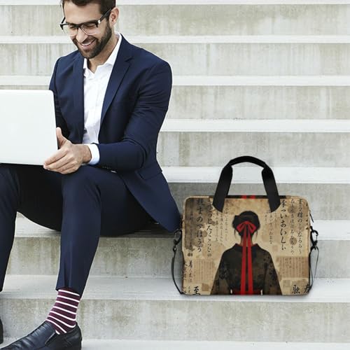 Maletín portátil con correa para laptop 15.6'' beige y rojo miniatura 3