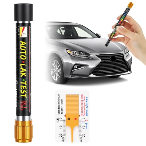 VSSHE Magnetisches Lackdickenmessgerät, Lackdickenmessgerät für Kraftfahrzeuge, mit einem Profiltiefenmesser, Wasserdicht und Tragbar, Karosserieschadendetektor, mit Magnetischer Sondenskala.