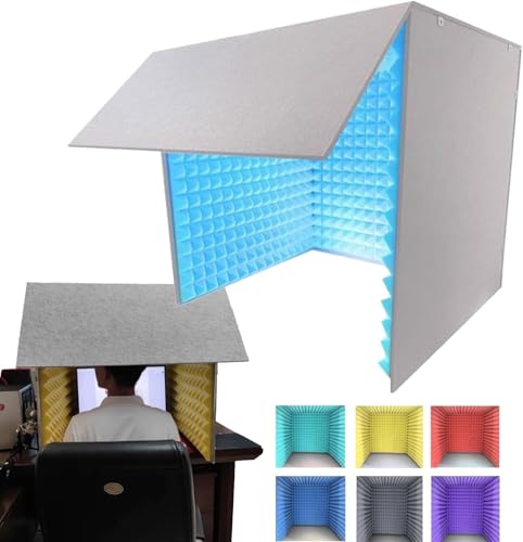 Microphone Isolation Shield, cubierta insonorizante de escritorio, cabina para estudio en casa, espuma para micrófono, caja para grabación musical, podcast, tratamientos acústicos, Amarillo 80 x 80 x 80 cm miniatura 1