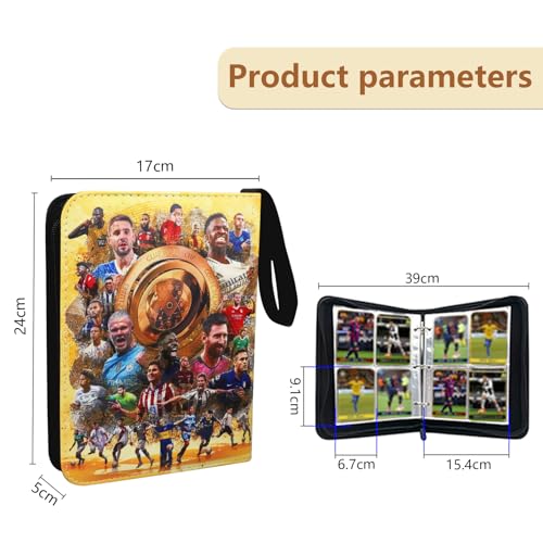 Fussball karten sammelalbum, sammelkarten album, sammelalbum fußball karten, Football Card Collector Album, geeignet für die Sammlung und Handel, 100 Seiten können 400 Karten aufnehmen.