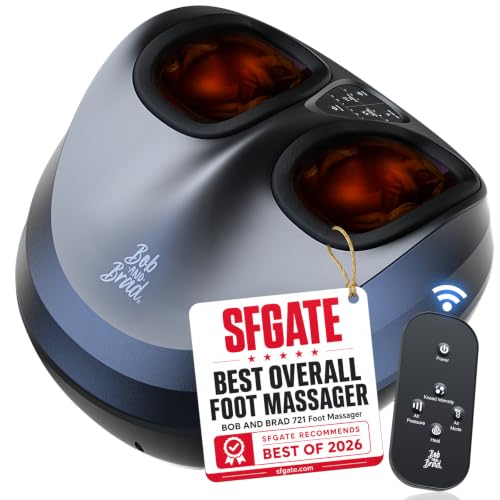 Image of BOB AND BRAD Foot Massager Machine with Heat, FSA Shiatsu Foot Massager for Plantar Fasciitis & Neuropathy with Kneading & Compression HSA Eligible, Cordless Remote Control, Gift for Family, Size 14