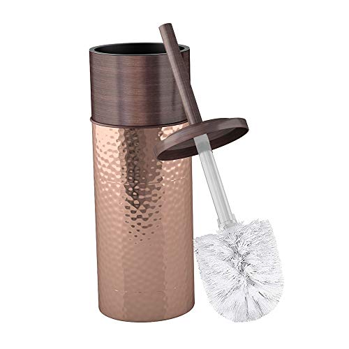 nu-steel TBH-SS542-17 Round Shape Stainless Steel Toilet Brush Holder for Bathroom Copper Color Finish comes with a complete plastic liner inside to prevent dripping, Bronze