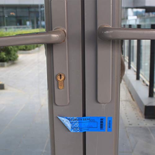 TamperSeals Group - 50 Non-Transfer Tamper-Proof Security Void Stickers, Labels, and Security Seal (Triple Serial Numbers, Blue, 3.5 x 12 cm)