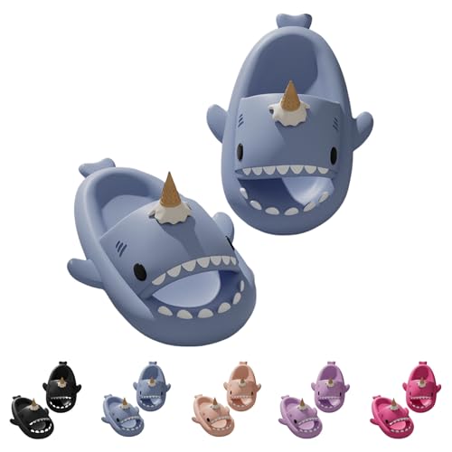 Ice Cream Shark Slides, Lightweight Non-Slip Summer Sandals for Men and Women, Thick-Soled Comfortable Beach Shower Slippers