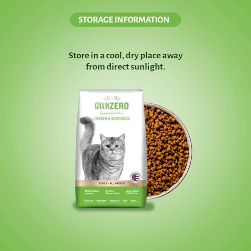 Image of Grain Zero Chicken & Veg Dry Cat Food 1.2kg with 75g Creamy Treat | Grain-Free Formula | Gluten & GMO-Free | 48% Fresh Inclusion | Taurine Heart Support | Skin & Coat Care | Adult All Breeds