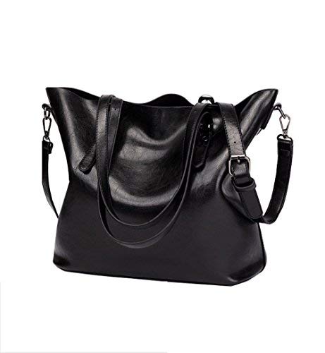 Image of Women's Vintage Large PU Leather Travel Handbag Hobo Bag Shoulder Bag Sling Bag Cross Body Bag Black