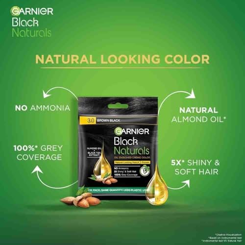 Image of Garnier Black Naturals Hair Color, Shade-3. Brown Black 20ml 20g [Pack of 5] 200g