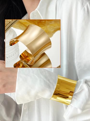 BROCC 6PCS Arm Cuff Upper Arm Band Gold Cuff Bracelets for Women Upper Arm Cuff Bangle for Women Adjustable Armband Set3