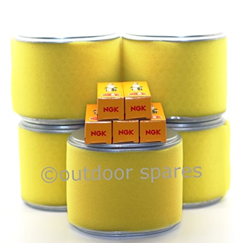 5 Pack Of Replacement Honda Air Filter & NGK Spark Plugs Kits For GX340 & GX390