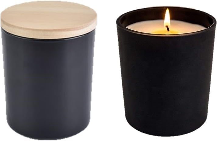 Black Frosted Scented Jar Candle, Set of 2 (Vanilla) Candle (Black, Pack of 2)-image-6