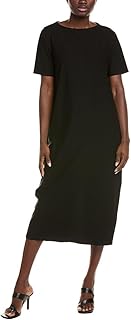 Womens Bateau Neck Flare Dress, L, Black