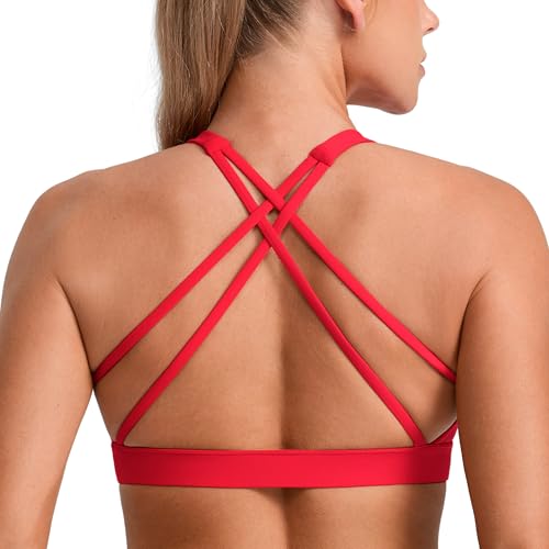 Image of CRZ YOGA Butterbreeze Criss Cross Back Sports Bra | Medium Support, Removable Pads, Training, Fast Dry, Square Neck, Strappy, for Women