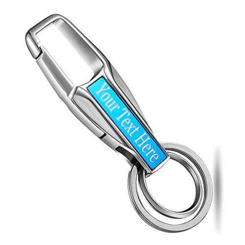 Key Chain with 2 Sides Customized - usupBusiness Personalized Keychain Heavy Duty Zinc Alloy Car Number Name Phone or Any Text Laser Engraved, Silver