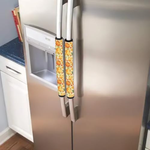 Image of Pumpkin Bow Fridge Door Handle Covers Fall Decor 6-Piece Refrigerator Handle Covers Washable Kitchen Appliance Decor Handles, Keep Appliance Clean for Fridge Microwave Stove Dishwasher