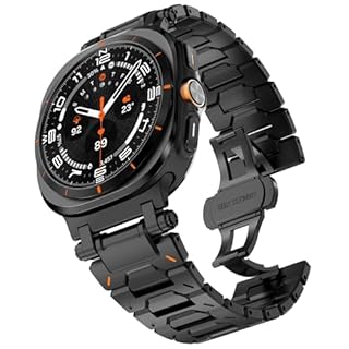 Fullife Kompatibel für Samsung Galaxy Watch Ultra Edelstahl Metall Armband 47mm(2025/2024),Schwarz