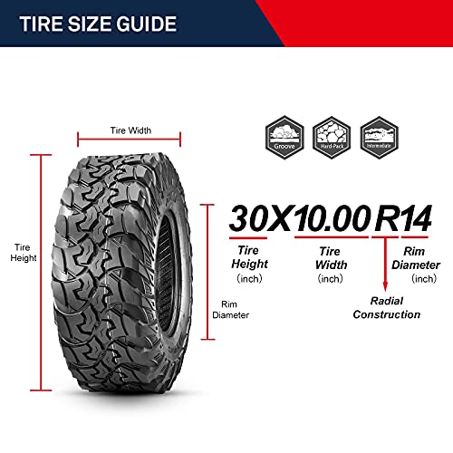 Image of OBOR Brawler UTV Tire 30x10R14, 10 Ply Radial Tire for UTV SxS Side by Side (Tubeless)