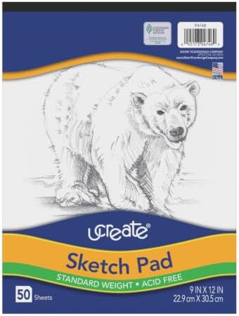 UCreate Sketch Pad, Standard Weight, 9" x 12", 50 Sheets