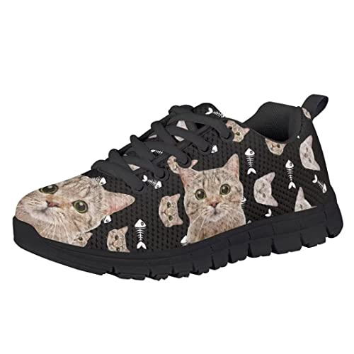 Dolyues Pink Leopard Kids Shoes Black Sloe Breathe Comfortable Girls Shoes Size 11.5