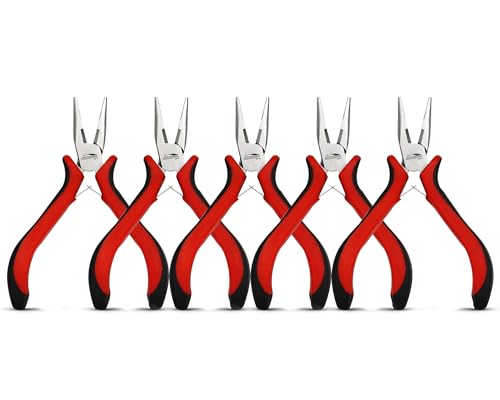 Image of 5-Pack 5 inch Small Needle Nose Pliers,Mini Jewelry Pliers with Cutter