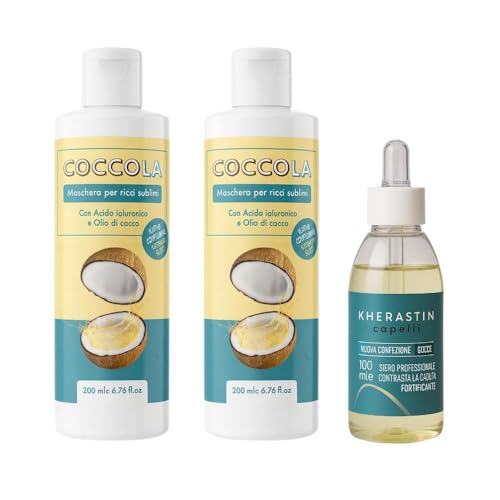 Kit Trattamento Capelli Ricci Rinforzante – Maschera Nutriente e Spray Anticaduta Kherastin – Idratazione Profonda, Definizione Ricci e Protezione Termica – AlohaLabs