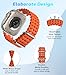 Astorgos Upgraded Ocean Band Compatible with Apple Watch Ultra 3/2/1 49mm,S11/S10 46mm,9/8/7 45mm,SE3/SE2/SE/6/5/4 44mm,3/2/1 42mm, Metal Connector Breathable Sport Watch Strap, Silver/Orange