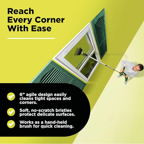 DOCA Scrub Brush Attachment for Long Handle Extension Pole - Outdoor Broom and Scrubbing Brush for House Floor, Deck, Patio, Car - Soft Brush