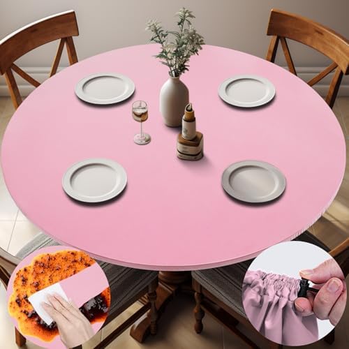 Fitted Pink Round Tablecloth for 36-44