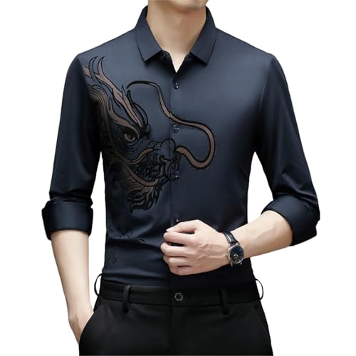 Chemise décontractée motif dragon idéale pour sorties et bureau