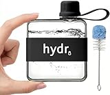 hydr Flat Water Bottle | Mini Slim Square Small Leakproof Reusable Bottle for Bags, Travel & Gym, 12oz BPA-Free Tritan Portable Hydration Flask
