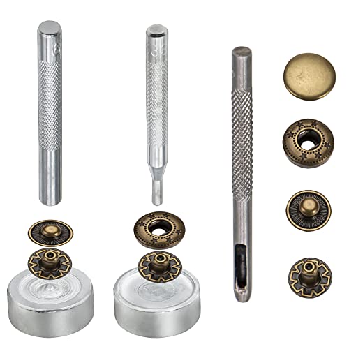 120Sets Leather Snaps And Fasteners Kit, 12.5Mm Bronze Snap Fasteners Kit, Leather Snaps, Metal Heavy Duty Snaps With Install Tool For Leather, Clothes, Jeans Wears, Bags #TOP3