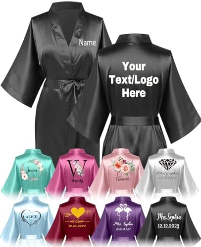 Personalized Robes for Women Custom Bridesmaid Silky Satin Robe P...