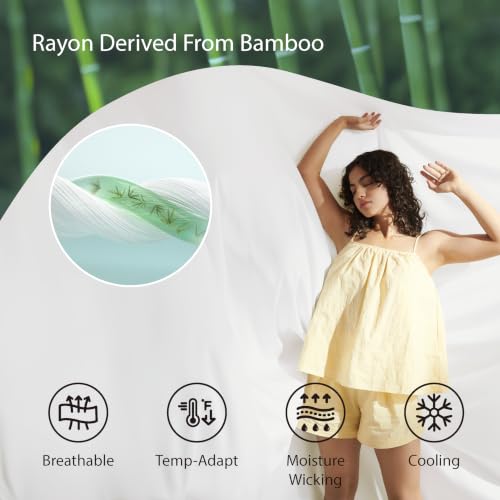 Image of Bedsure PureWoven Cooling Duvet Cover, Ideal for Hot Sleepers, King Size | 100% Viscose Derived from Bamboo, Lightweight & Silky Soft, Breathable Moisture-Wicking Bedding Set, 3 Pieces, Linen