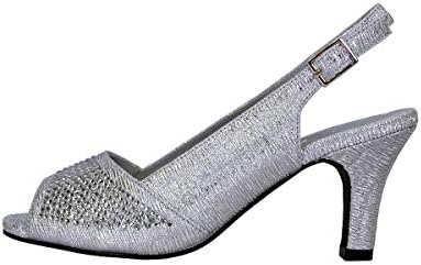 Floral Lorena (DP828) Women's Wide Width Rhinestone Studded Dress Slingback Shoes Silver 6 | Image 2