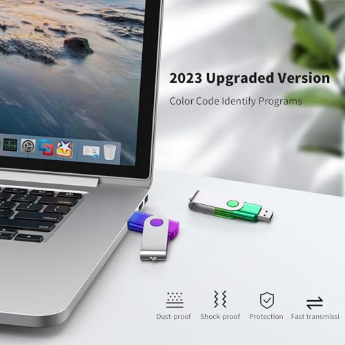 USB Stick 32 GB Pack of 2, ABLAZE Colour Gradient Memory Stick Rotate Metal Colourful Memory Stick High Speed USB 2.0 Flash Drive (Green/Purple) - Image 2