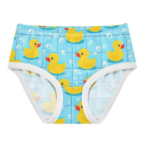 Cute Yellow Ducks Blue Panties Little Girl Toddler Underwear Custom Cotton Personalized Briefs Kids Undies 2t