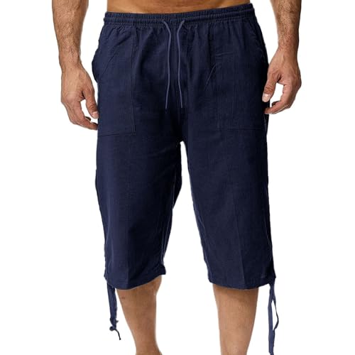 Bermuda larga de lino y algodón para hombre miniatura 4