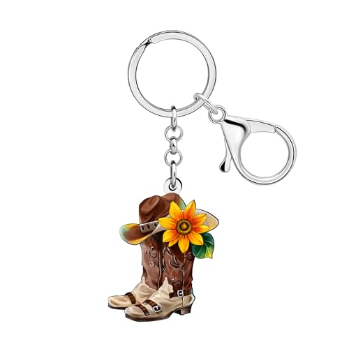 LONYOO Acrilico Cowboy Boot Portachiavi Cowgirl Regali per le Donne Ragazze Western Vintage Charms per Borsa Zaino Portachiavi Accessori (Marrone)