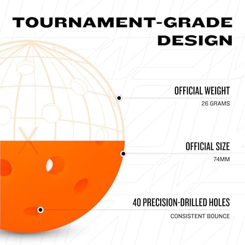 Franklin Sports X-40 Pickleballs - Official Ball of USA Pickleball, APP Tour, US Open - Suitable for Outdoor Courts - Regulation Size, Tournament Grade - 3 Pack - Lava — view 4